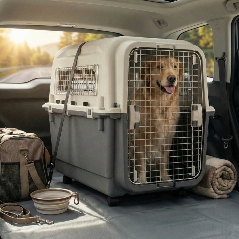 IATA Tekerlekli Köpek Taşıma Kafesi ve Uçakta Taşımaya Uygun 122x82x96cm