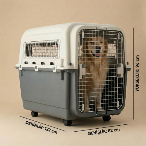 IATA Tekerlekli Köpek Taşıma Kafesi ve Uçakta Taşımaya Uygun 122x82x96cm