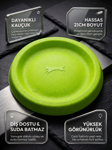 Frizbi Köpek Oyuncağı - Dayanıklı Kauçuk Uçan Disk 21 cm (Yeşil)