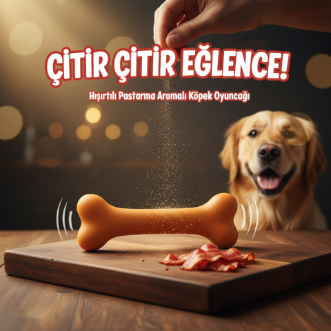 Pastırma Aromalı Kemik Şekilli Köpek Oyuncağı – 15 cm (Turuncu) (M)