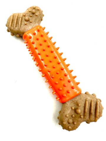 Diş Kaşıyıcı Kemik Şekilli Köpek Oyuncağı – 16.8 cm (Turuncu) (XL)