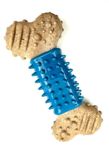 Diş Kaşıyıcı Kemik Şekilli Köpek Oyuncağı – 13 cm (Mavi) (M)