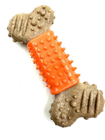 Diş Kaşıyıcı Kemik Şekilli Köpek Oyuncağı – 13 cm (Turuncu) (M)