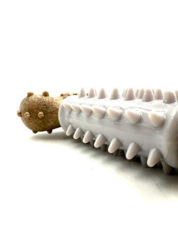 Tırtıklı Diş Kaşıyıcı Kemik Köpek Oyuncağı – 13 cm (Beyaz) (M)