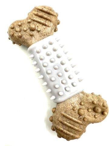 Tırtıklı Diş Kaşıyıcı Kemik Köpek Oyuncağı – 13 cm (Beyaz) (M)