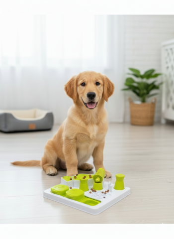 Mama Saklamalı Köpek Zeka Oyuncağı - Yavaş Besleme Mama Kabı 30x23cm (Yeşil)