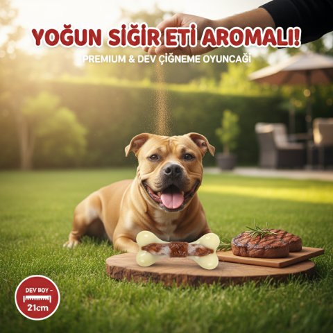 Parçalanmaz Köpek Oyuncağı - Kemik Şekilli Sığır Eti Aromalı 21 cm (L)