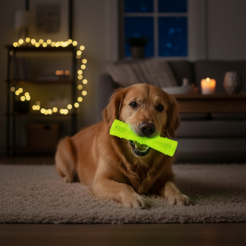 Işıklı Köpek Oyuncağı – Gece Parlayan Çubuk (Yeşil) 18x4,5cm