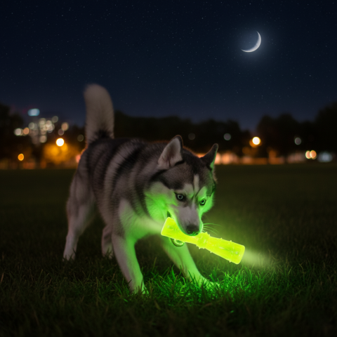 Işıklı Köpek Oyuncağı – Gece Parlayan Çubuk (Yeşil) 18x4,5cm