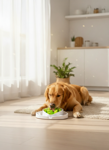 Kedi ve Köpek Yavaş Besleme Mama Kabı - Çift Hazneli 28x28x8