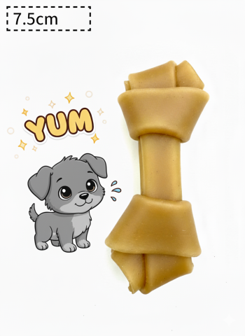 Köpek Kemiği - Düğümlü Sığır Derisi (Kahverengi) 7.5 cm