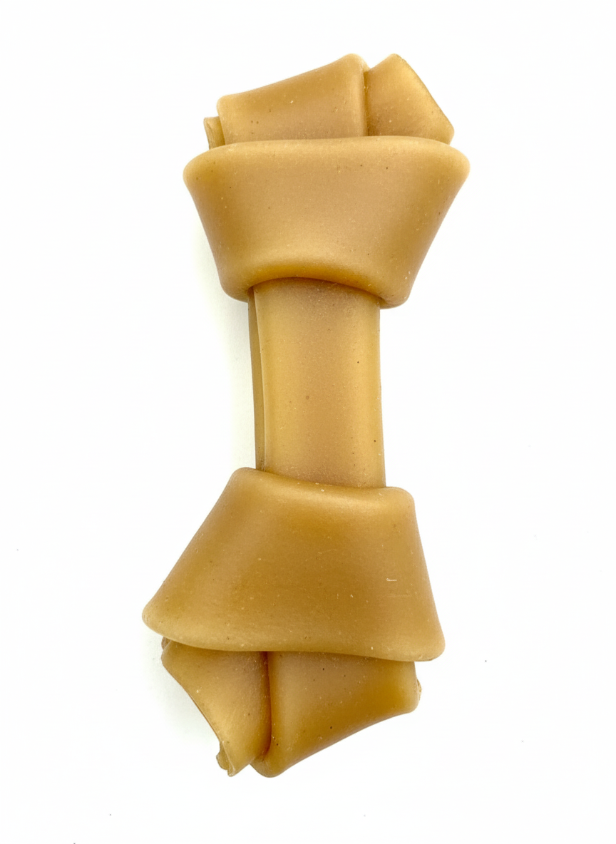 Köpek Kemiği - Düğümlü Sığır Derisi (Kahverengi) 7.5 cm