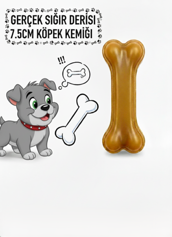 Köpek Kemiği - Diş Temizleyici Pres Sığır Derisi (Kahverengi) 7.5 cm
