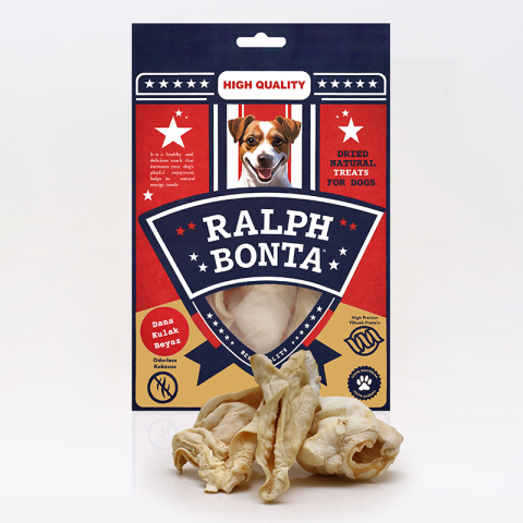 Doğal Kurutulmuş Dana Kulak Köpek Ödülü (Beyaz) 100 Gr