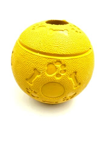 Ödül Maması Hazneli Dayanıklı Kauçuk Köpek Oyun Topu Sarı (XL - 8 cm)