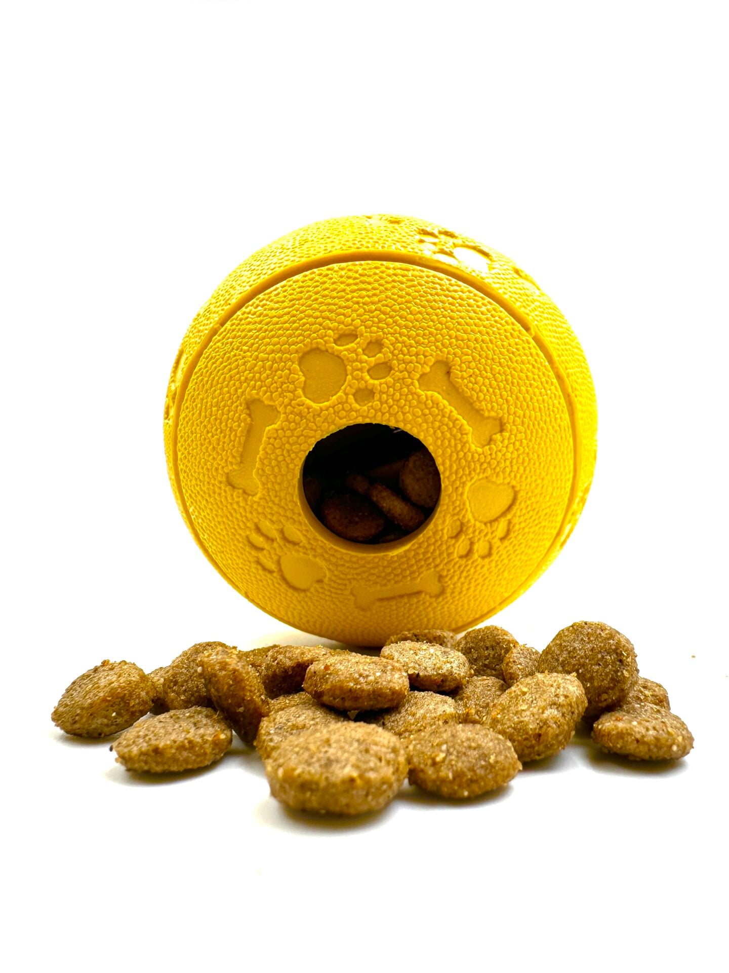 Ödül Maması Hazneli Dayanıklı Kauçuk Köpek Oyun Topu Sarı (XL - 8 cm)