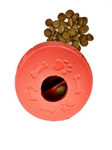 Mama Saklamalı Köpek Oyun Topu - Dayanıklı Kauçuk (Kırmızı) (XL - 8 cm)