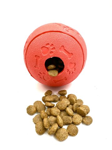 Mama Saklamalı Köpek Oyun Topu - Dayanıklı Kauçuk (Kırmızı) (XL - 8 cm)