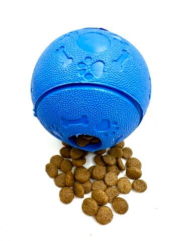 Mama Saklama Bölmeli Köpek Oyun Topu - Dayanıklı Kauçuk (Mavi) (M - 6 cm)