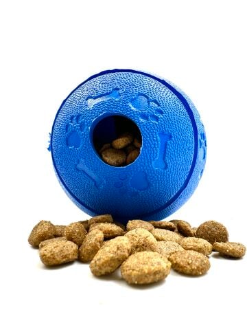 Mama Saklama Bölmeli Köpek Oyun Topu - Dayanıklı Kauçuk (Mavi) (M - 6 cm)