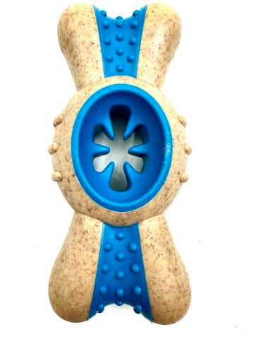 Köpek Isırma Kemiği Oyuncağı - Sığır Eti Aromalı Dayanıklı Diş Kaşıyıcı (Mavi) (XL-14 cm)