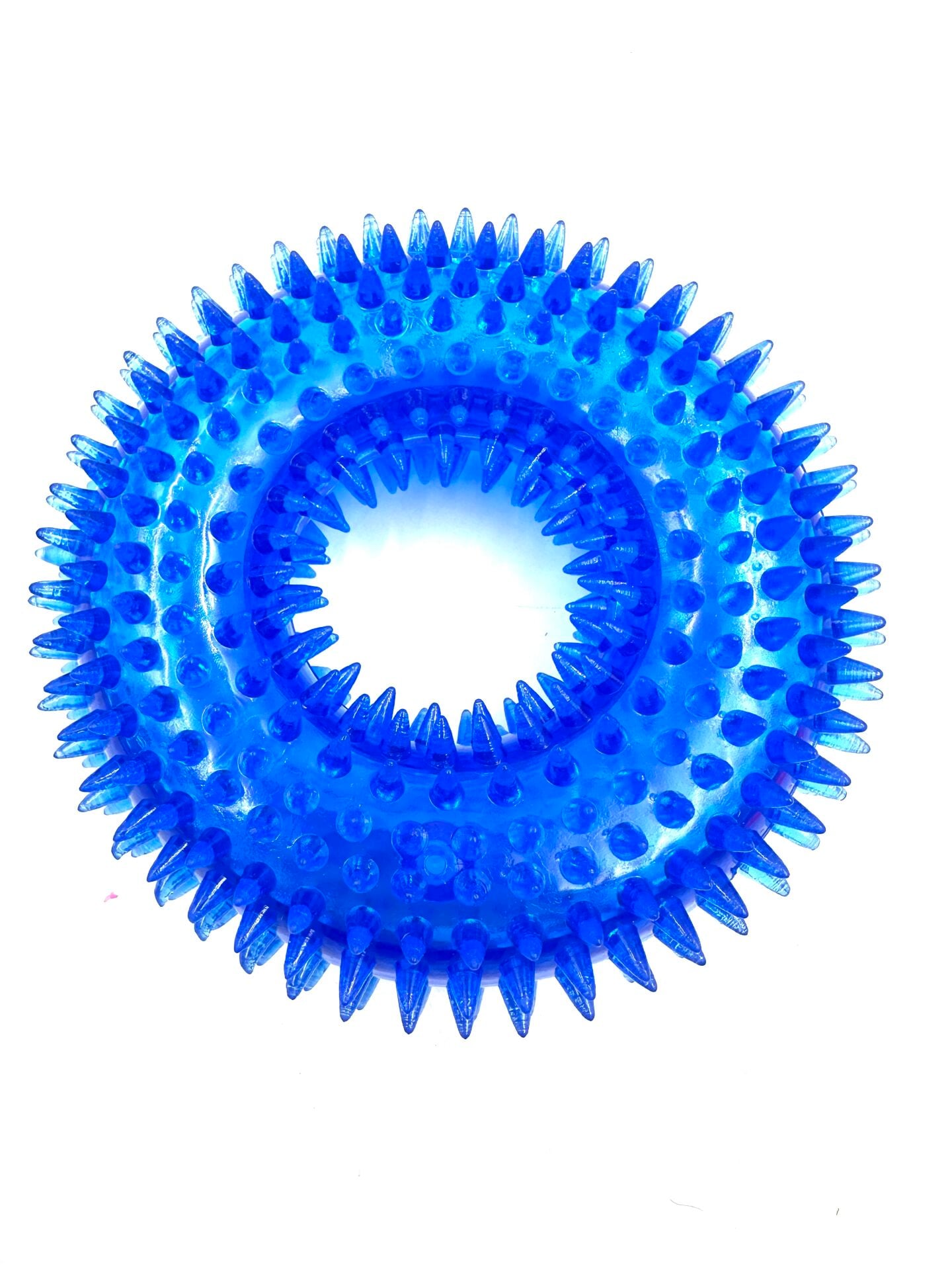 Köpek Diş Kaşıma Oyuncağı - Sesli Tırtıklı Halka (Mavi) (M - 10 cm)