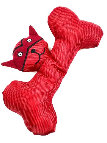 Su Geçirmez Kumaş Köpek Isırma Oyuncağı - Kemik Modelli (Kırmızı) (23x15cm)