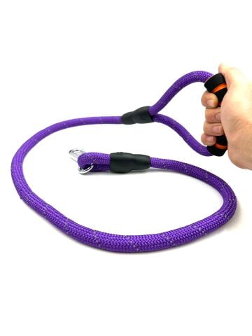 Reflektörlü Köpek Gezdirme Tasması - Dayanıklı Yumuşak Kulplu (Mor) (120cm)