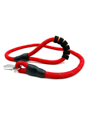Reflektörlü Köpek Gezdirme Tasması - Yumuşak Tutma Kulplu (Kırmızı) (120cm)
