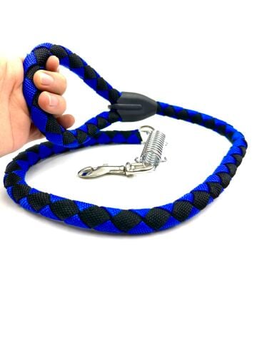 Yaylı Köpek Gezdirme Tasması - Dayanıklı Halat (Lacivert-Siyah) (120cm)