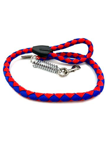 Şok Emici Köpek Gezdirme Tasması - Dayanıklı Halat (Kırmızı-Lacivert) (120cm)