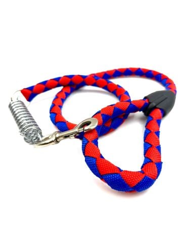 Şok Emici Köpek Gezdirme Tasması - Dayanıklı Halat (Kırmızı-Lacivert) (120cm)