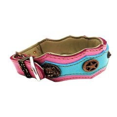 Pembe Özel Tasarım Eskitme Model Deri Köpek Tasması