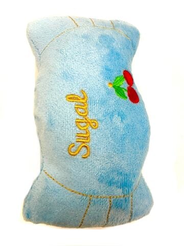 Hışırtı Sesli Peluş Köpek Oyuncağı - Yastık (Mavi) (17x9cm)