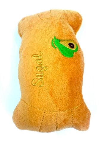 Hışırtı Sesli Peluş Köpek Oyuncağı - Yastık (Turuncu) (17x9cm)