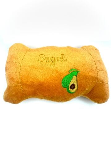Hışırtı Sesli Peluş Köpek Oyuncağı - Yastık (Turuncu) (17x9cm)