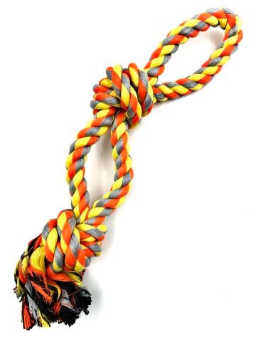 Köpek Çekiştirme Halatı - Eğitim ve Stres Oyuncağı 57cm (Sarı-Turuncu)