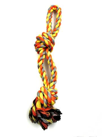 Köpek Çekiştirme Halatı - Eğitim ve Stres Oyuncağı 57cm (Sarı-Turuncu)