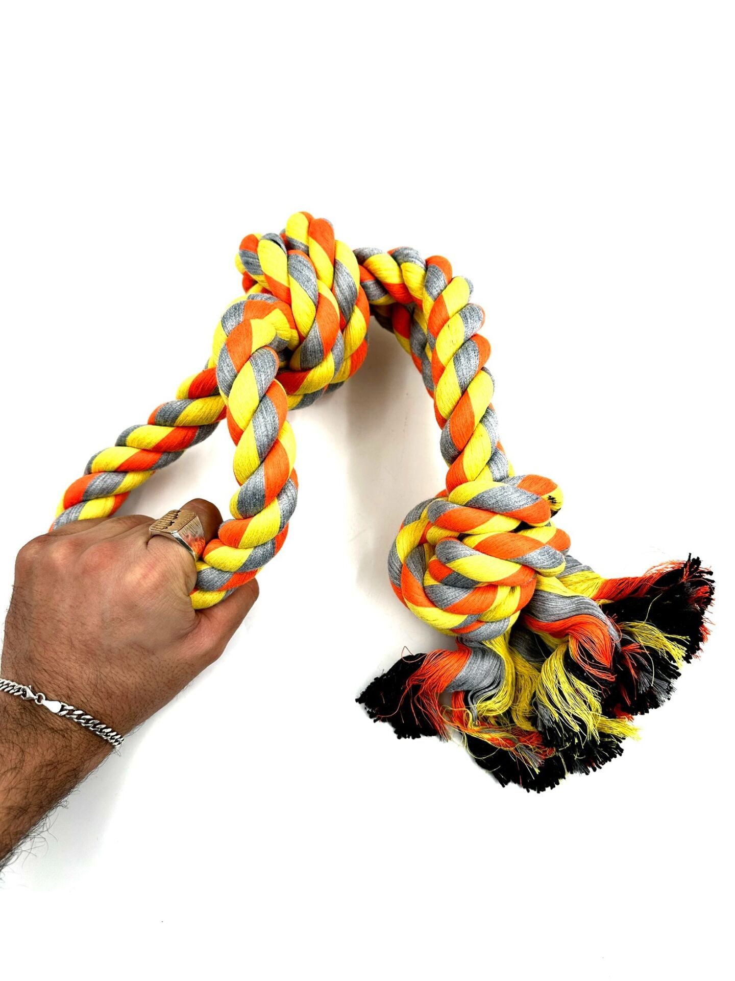 Köpek Çekiştirme Halatı - Eğitim ve Stres Oyuncağı 57cm (Sarı-Turuncu)