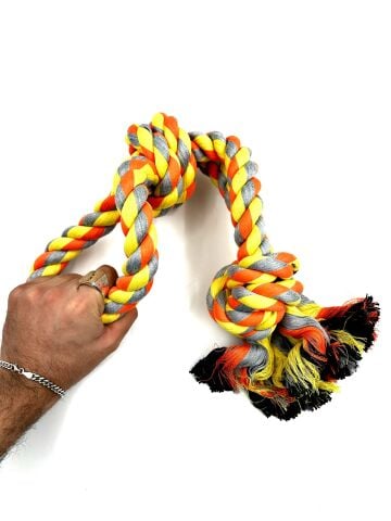 Köpek Çekiştirme Halatı - Eğitim ve Stres Oyuncağı 57cm (Sarı-Turuncu)