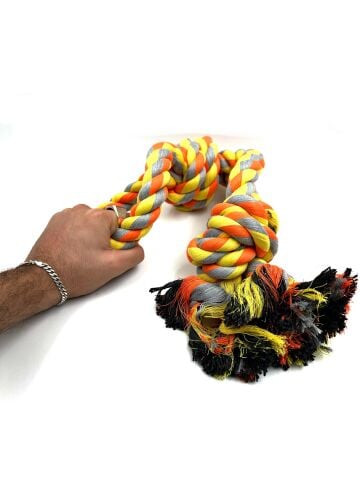 Köpek Çekiştirme Halatı - Eğitim ve Stres Oyuncağı 57cm (Sarı-Turuncu)
