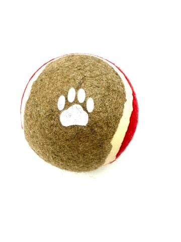 Tenis Köpek Oyun Topu - Pati Baskılı At Getir Topu 7cm (Kırmızı)