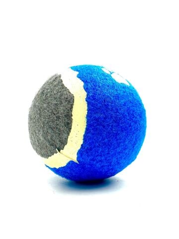 Tenis Köpek Oyun Topu - Pati Baskılı At Getir Topu 7cm (Mavi)