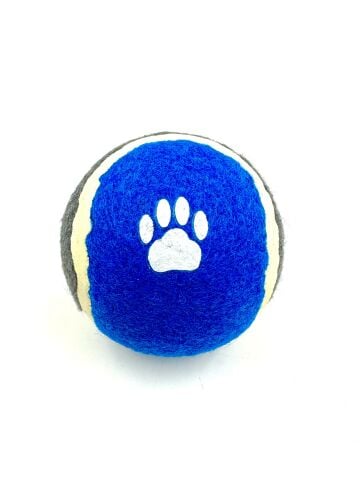 Tenis Köpek Oyun Topu - Pati Baskılı At Getir Topu 7cm (Mavi)
