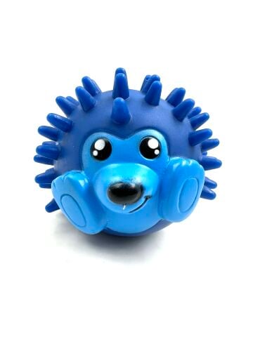 Sesli Kirpi Top Diş Kaşıyıcı Köpek Oyuncağı 8x7cm (Mavi)