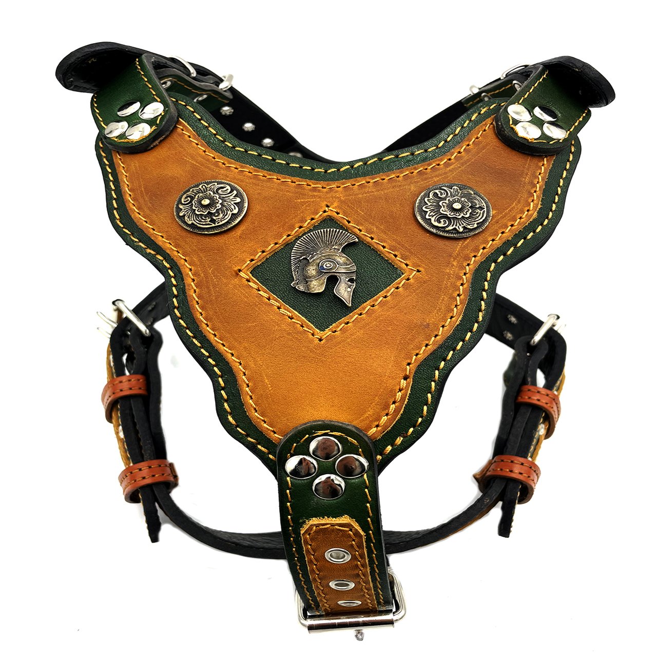 Özel Tasarım Spartalı Kasklı Köpek Göğüs Tasması