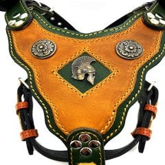 Özel Tasarım Spartalı Kasklı Köpek Göğüs Tasması