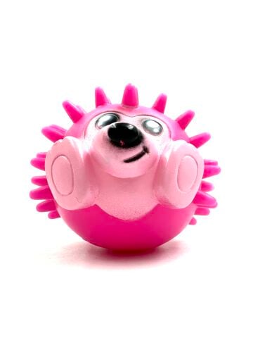 Sesli Kirpi Top Köpek Oyuncağı - Diş Kaşıyıcı 8x7cm (Pembe)