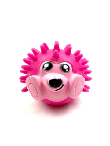 Sesli Kirpi Top Köpek Oyuncağı - Diş Kaşıyıcı 8x7cm (Pembe)