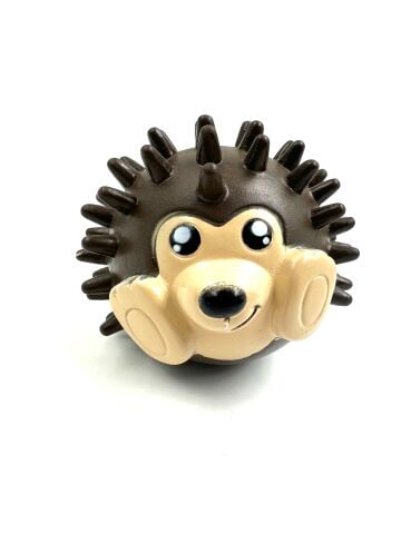 Köpek Diş Kaşıyıcı Oyuncağı - Sesli Kirpi Top 8x7cm (Kahverengi)